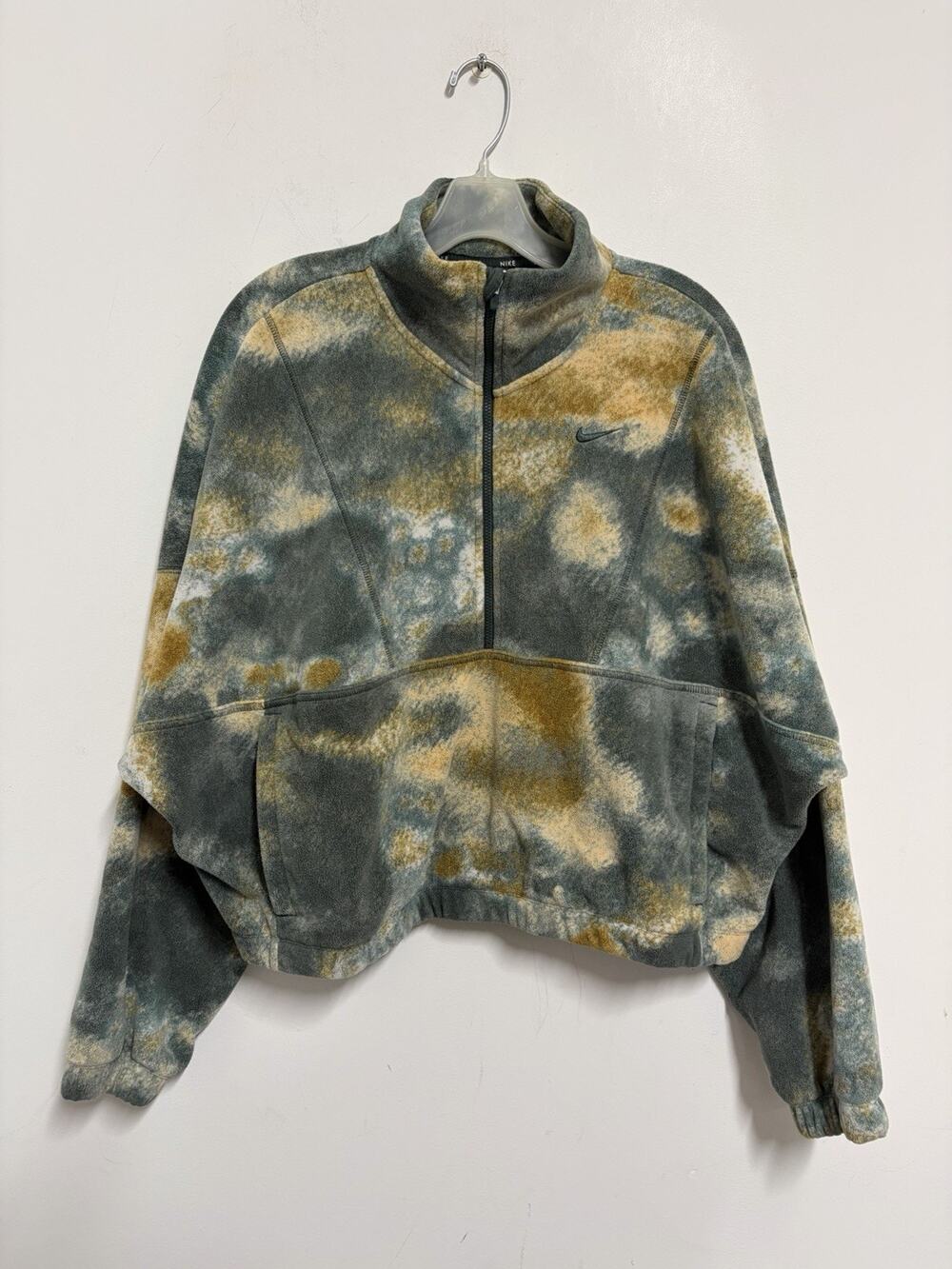 Nike Therma Women's Tie Dye Fleece Half Zip Pullover Sweatshirt Green Medium